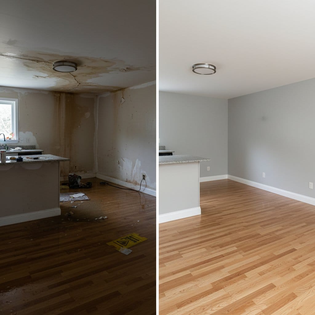 Water Damage Restoration restoration — home kitchen of colonial residence in Teaneck, NJ