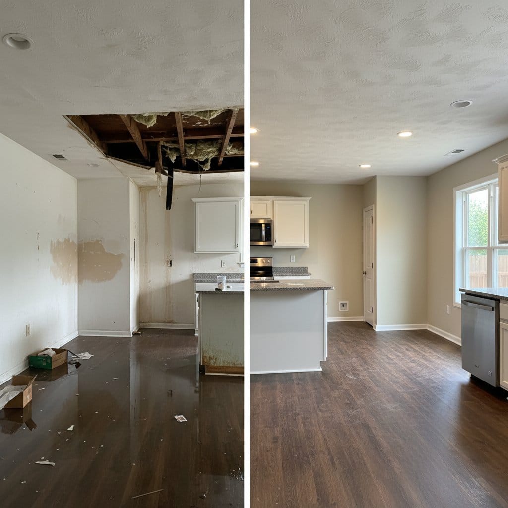 Mold Prevention After Water Damage restoration β home kitchen of bi-level home in Teaneck, NJ